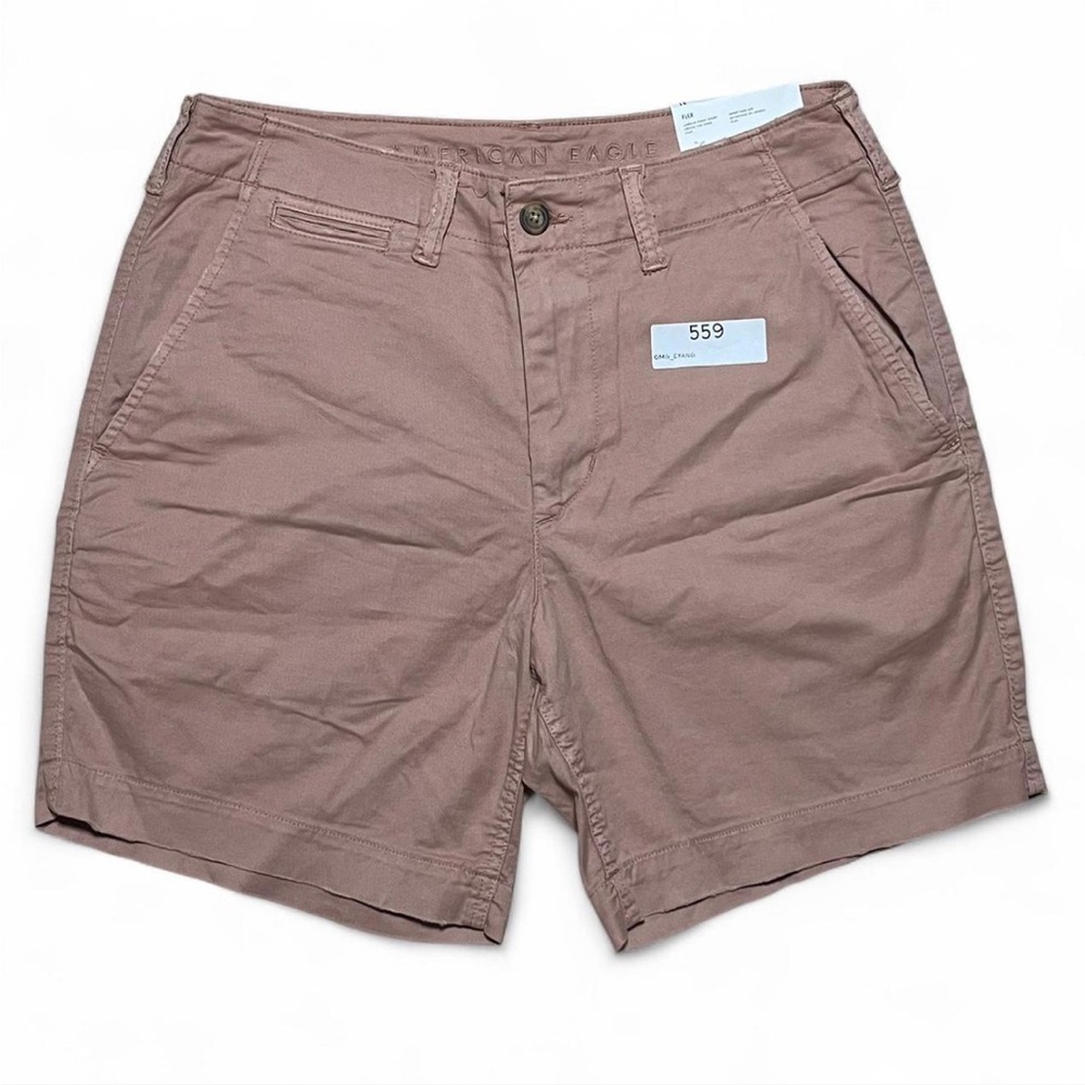 American Eagle Pinkish Brown Khaki Flat Front Shorts‎ - Above the Knee